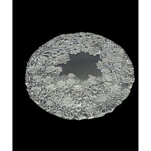 Mikasa Glass Platter Etched Embossed Floral Vintage Boxed 13"